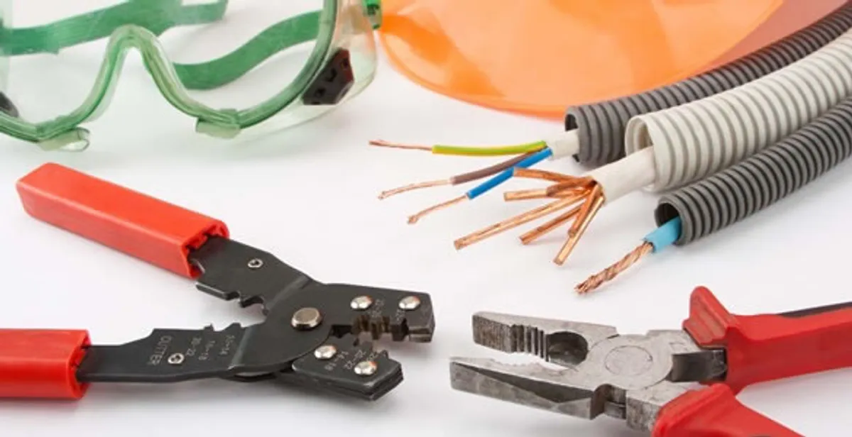 Electrical wiring repair with professional tools and safety equipment in Pineville, NC